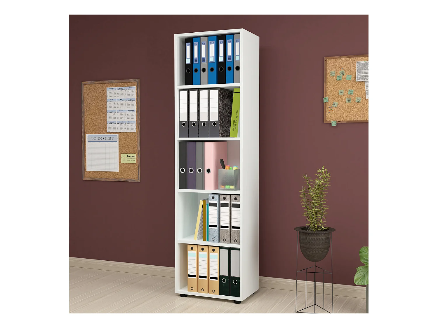 Bibliothèque Vara à 5 niveaux 178 x 49 x 30 cm blanc [en.casa]