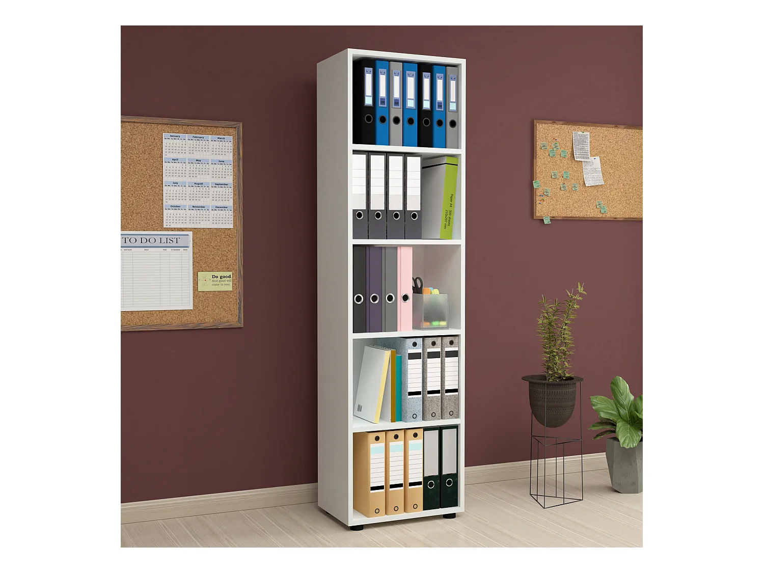 Bibliothèque Vara à 5 niveaux 178 x 49 x 30 cm blanc [en.casa]