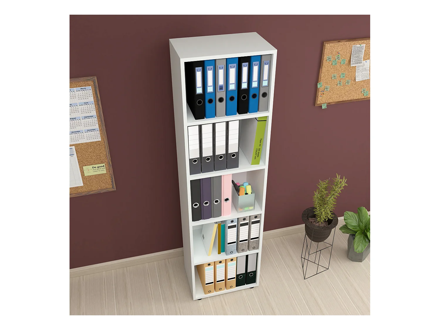 Bibliothèque Vara à 5 niveaux 178 x 49 x 30 cm blanc [en.casa]