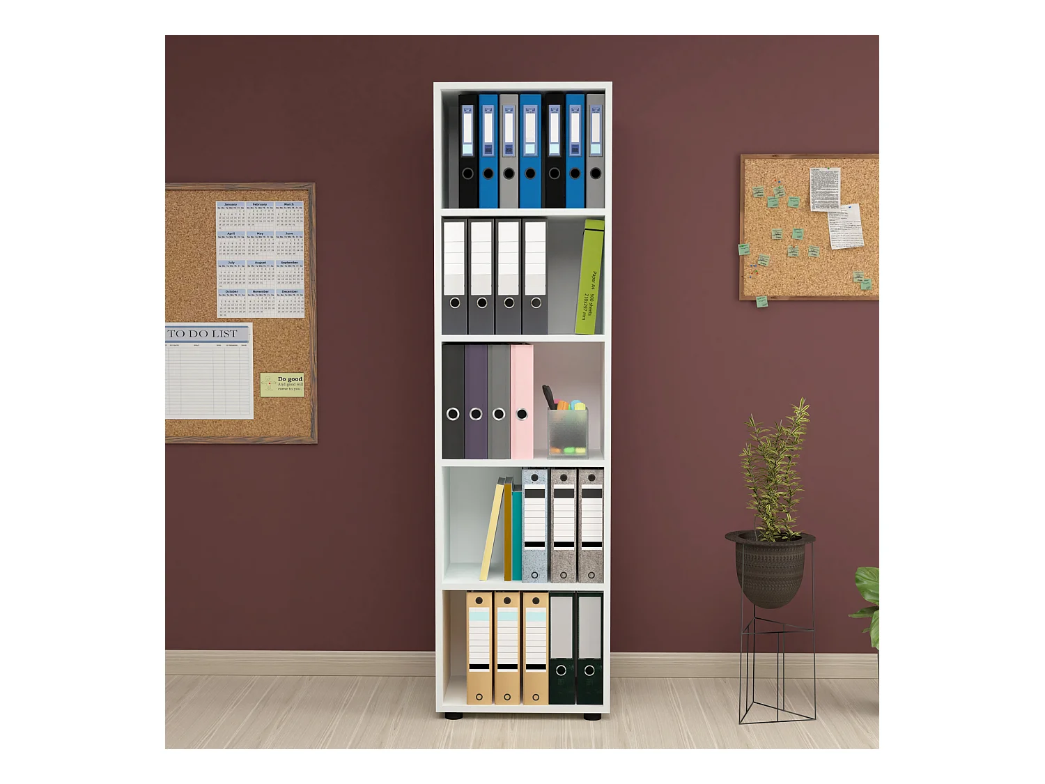 Bibliothèque Vara à 5 niveaux 178 x 49 x 30 cm blanc [en.casa]