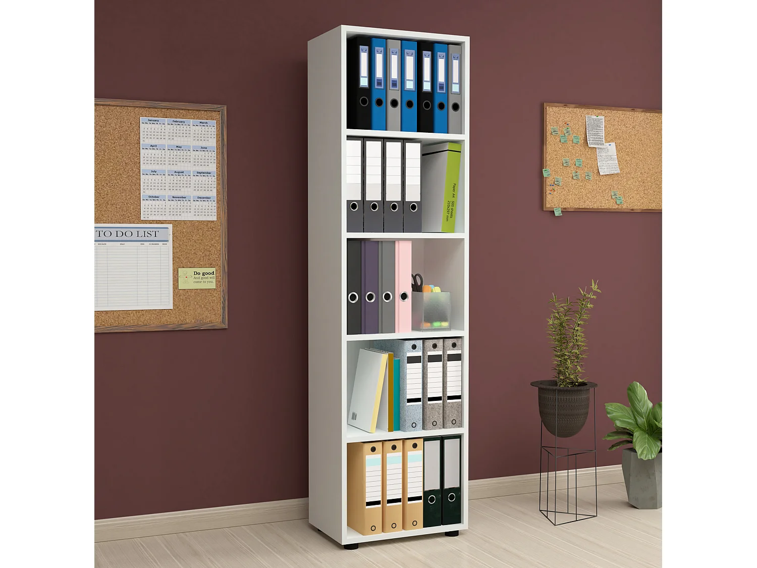 Bibliothèque Vara à 5 niveaux 178 x 49 x 30 cm blanc [en.casa]