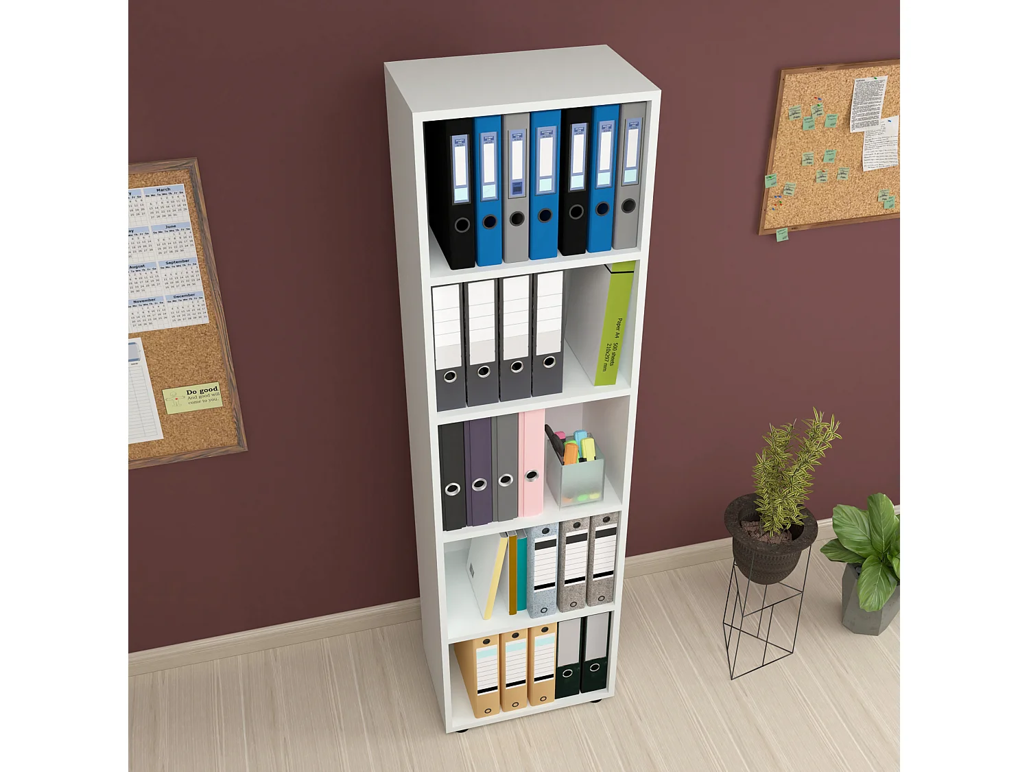 Bibliothèque Vara à 5 niveaux 178 x 49 x 30 cm blanc [en.casa]