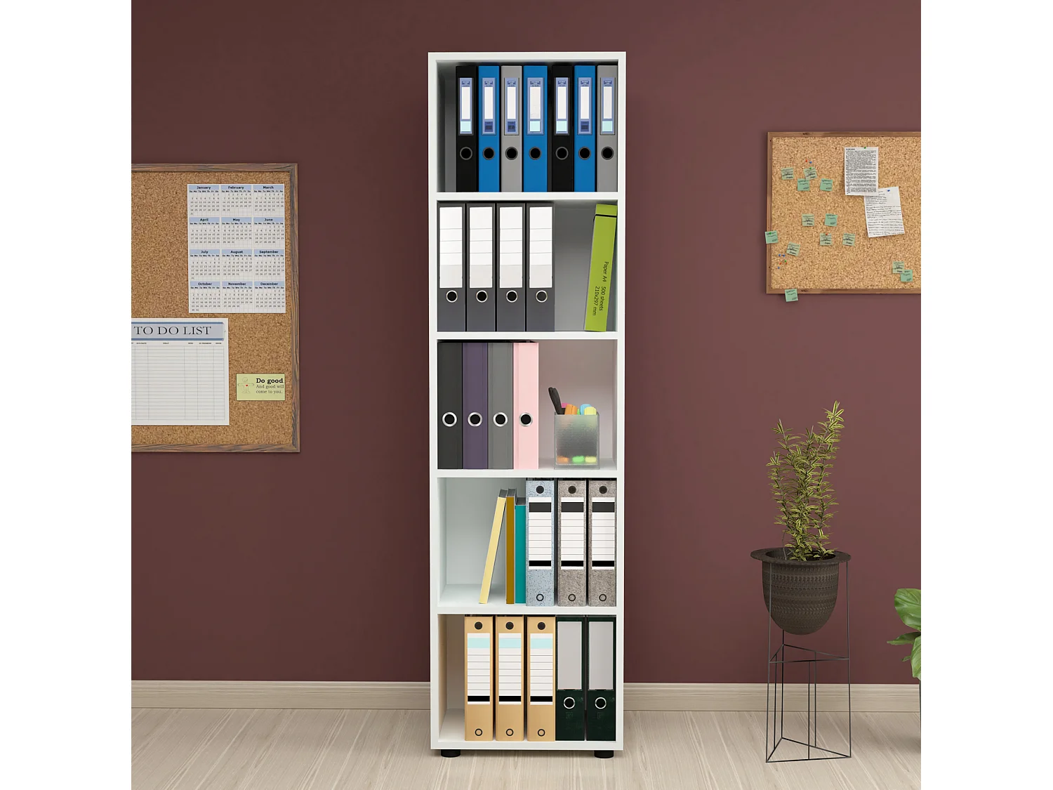 Bibliothèque Vara à 5 niveaux 178 x 49 x 30 cm blanc [en.casa]