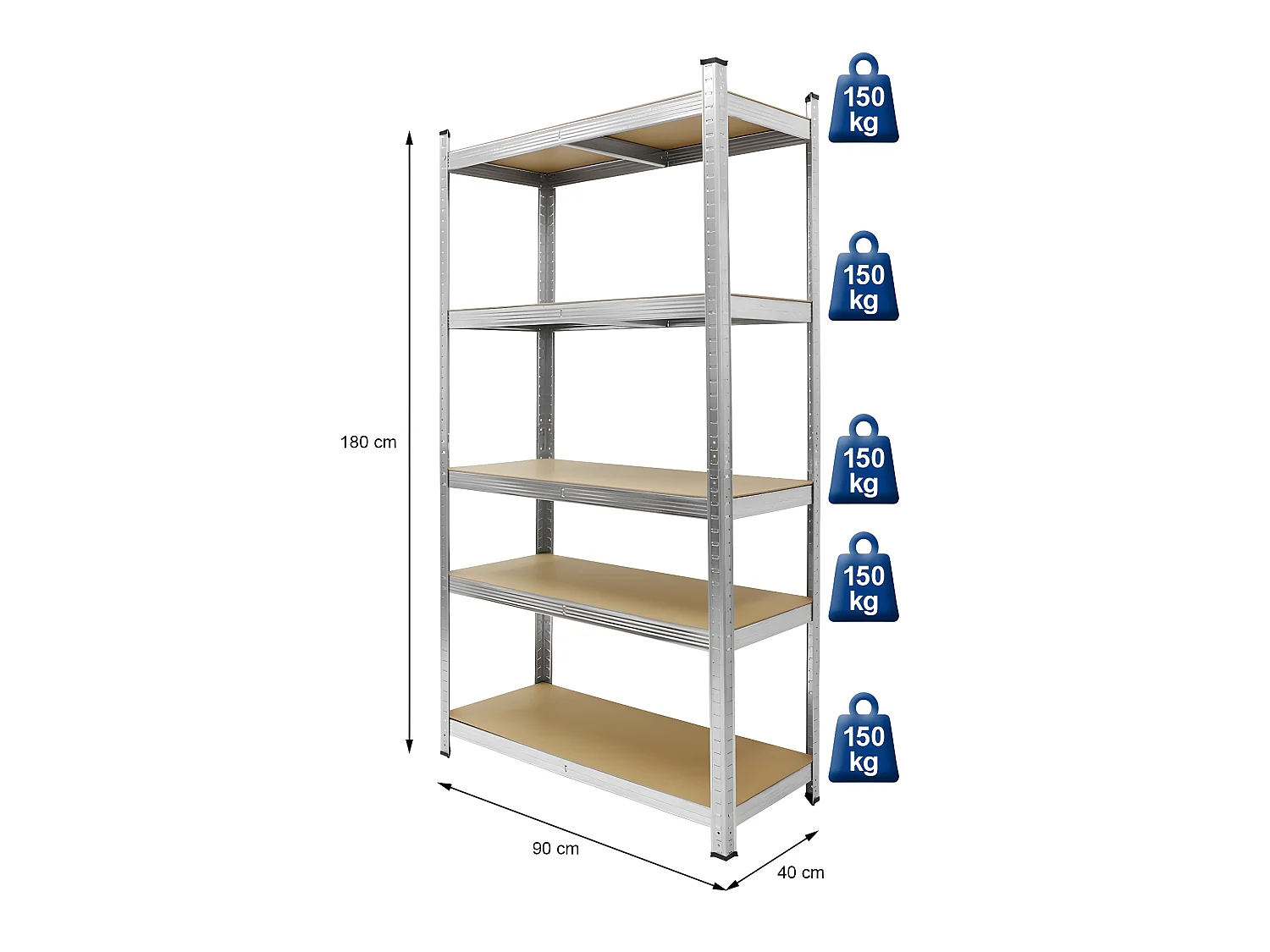 Rayonnage étagère d'atelier robuste stockage rangement 750 kg ECD Germany