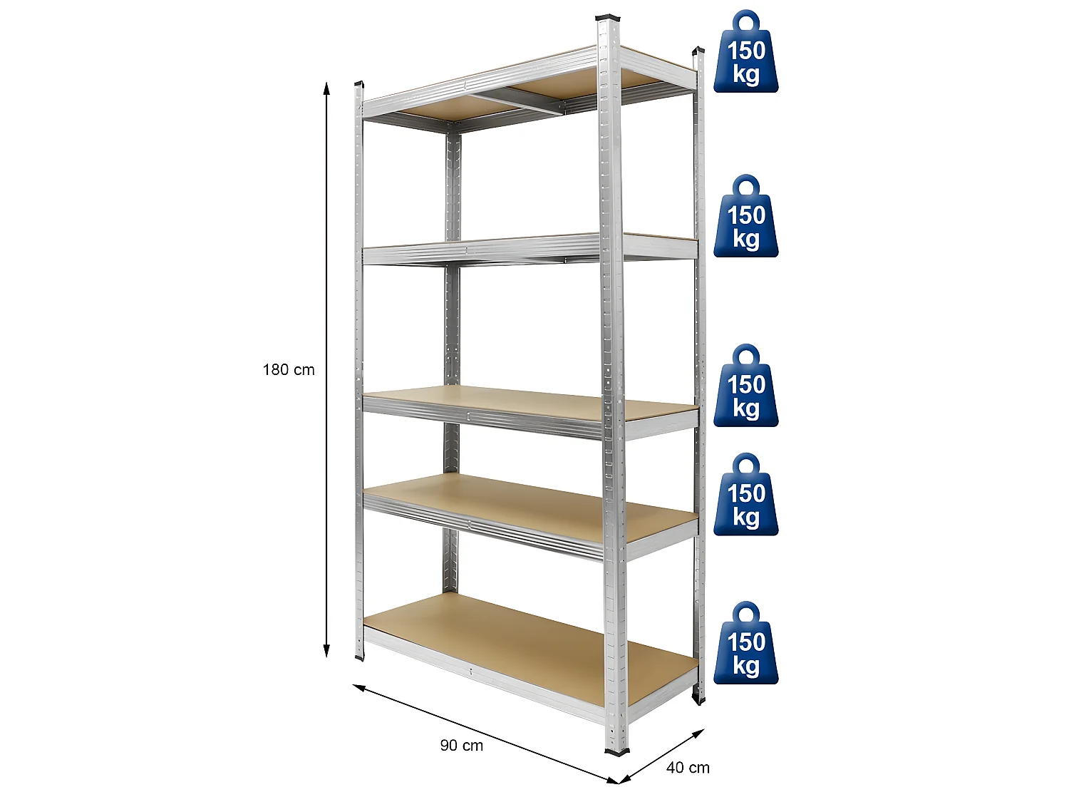 Rayonnage étagère d'atelier robuste stockage rangement 750 kg ECD Germany