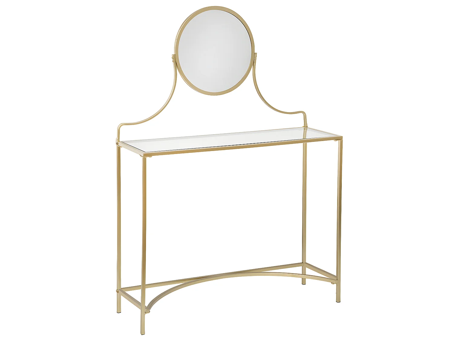 Meuble Coiffeuse en Verre et Métal Doré H 139 cm