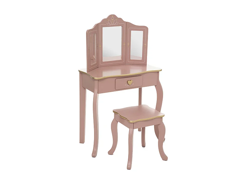 Coiffeuse Enfant et son Tabouret Rose antique
