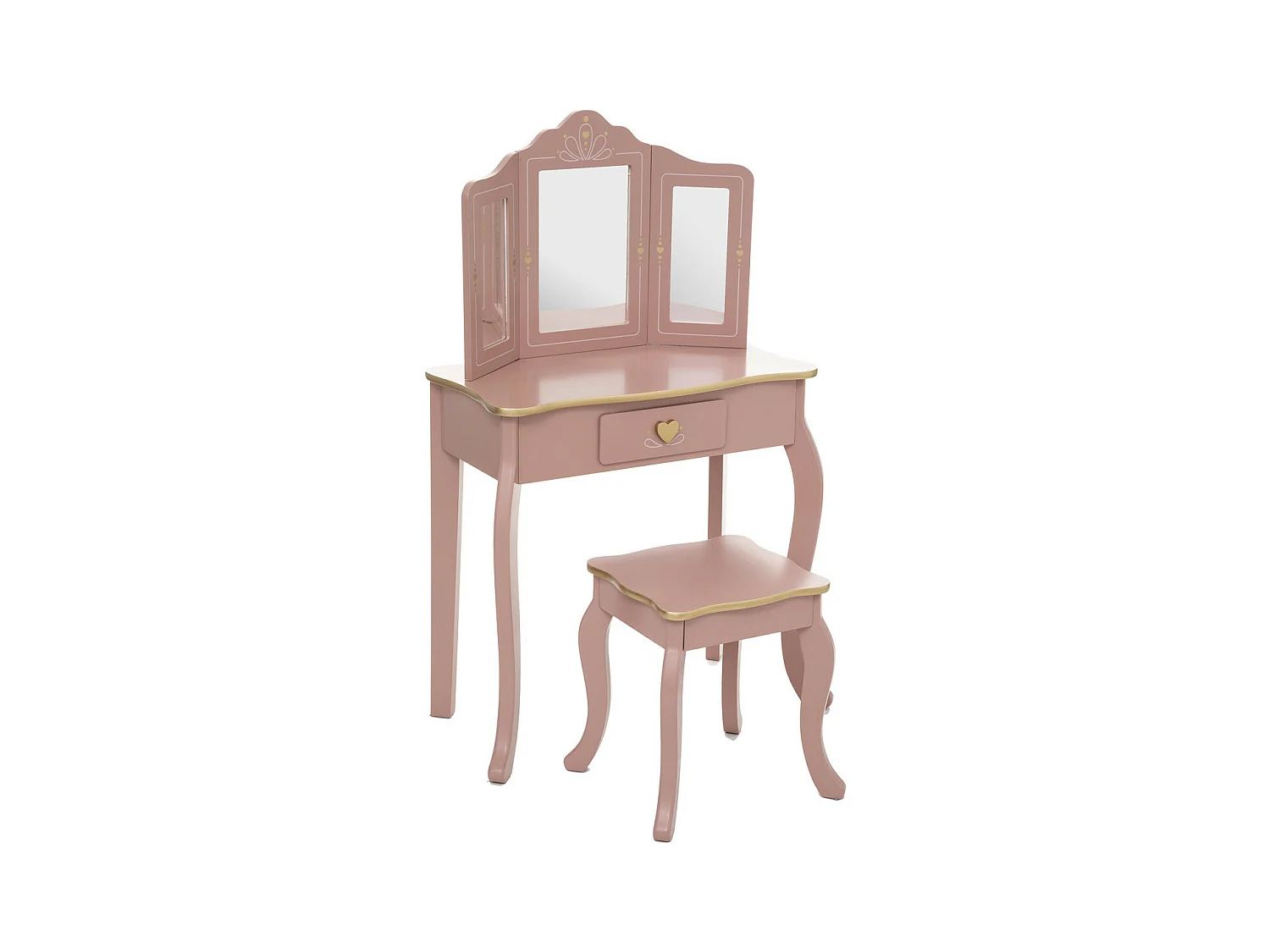 Coiffeuse Enfant et son Tabouret Rose antique