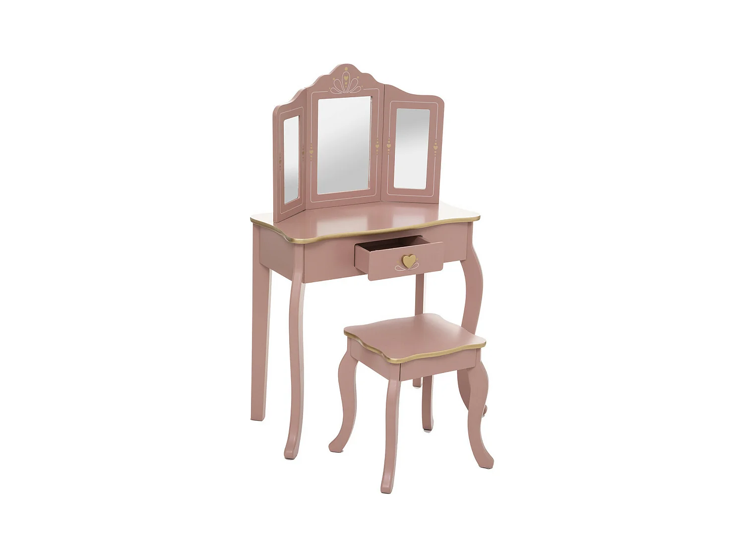 Coiffeuse Enfant et son Tabouret Rose antique