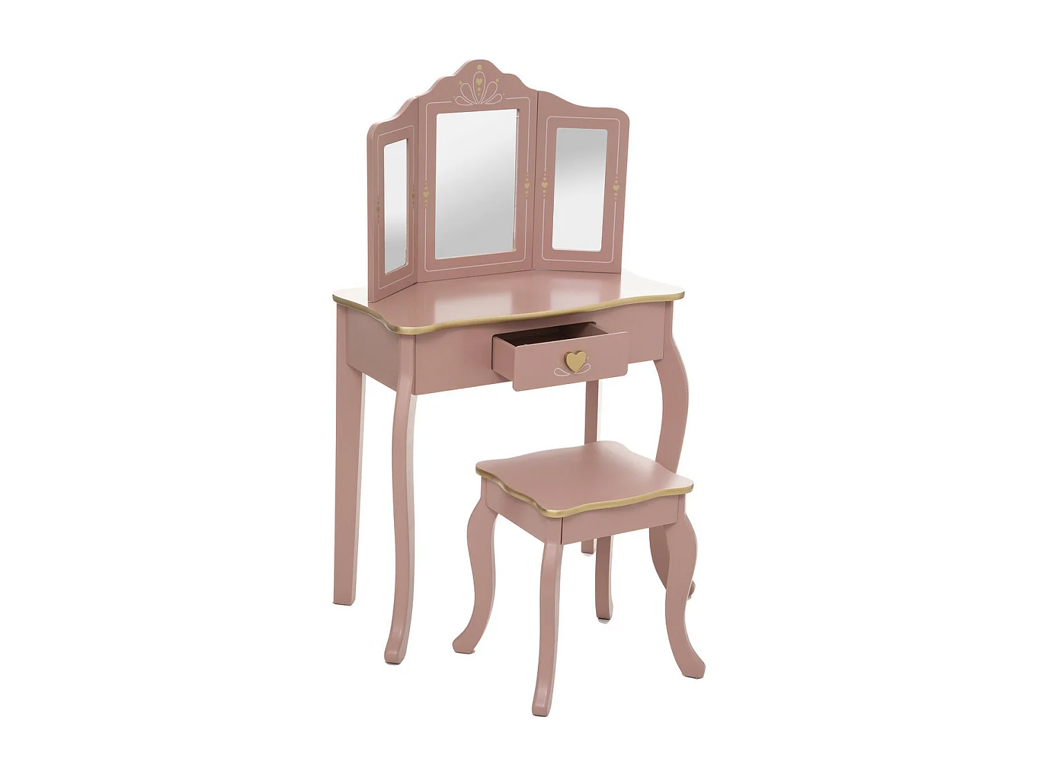 Coiffeuse Enfant et son Tabouret Rose antique