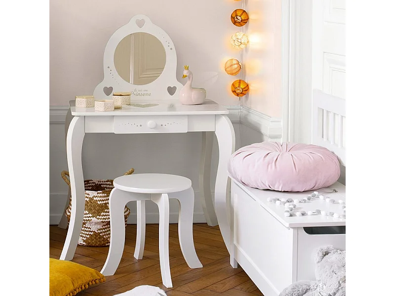 Schminktisch und Hocker weiß 91x71,5x50,5cm