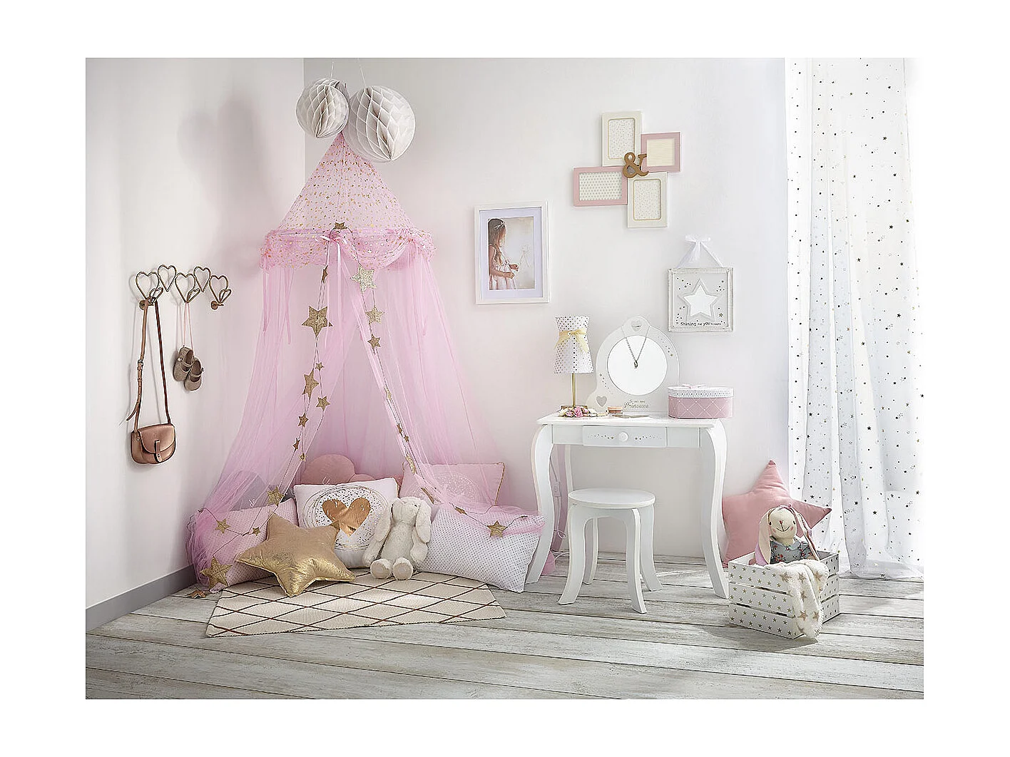 Schminktisch und Hocker weiß 91x71,5x50,5cm