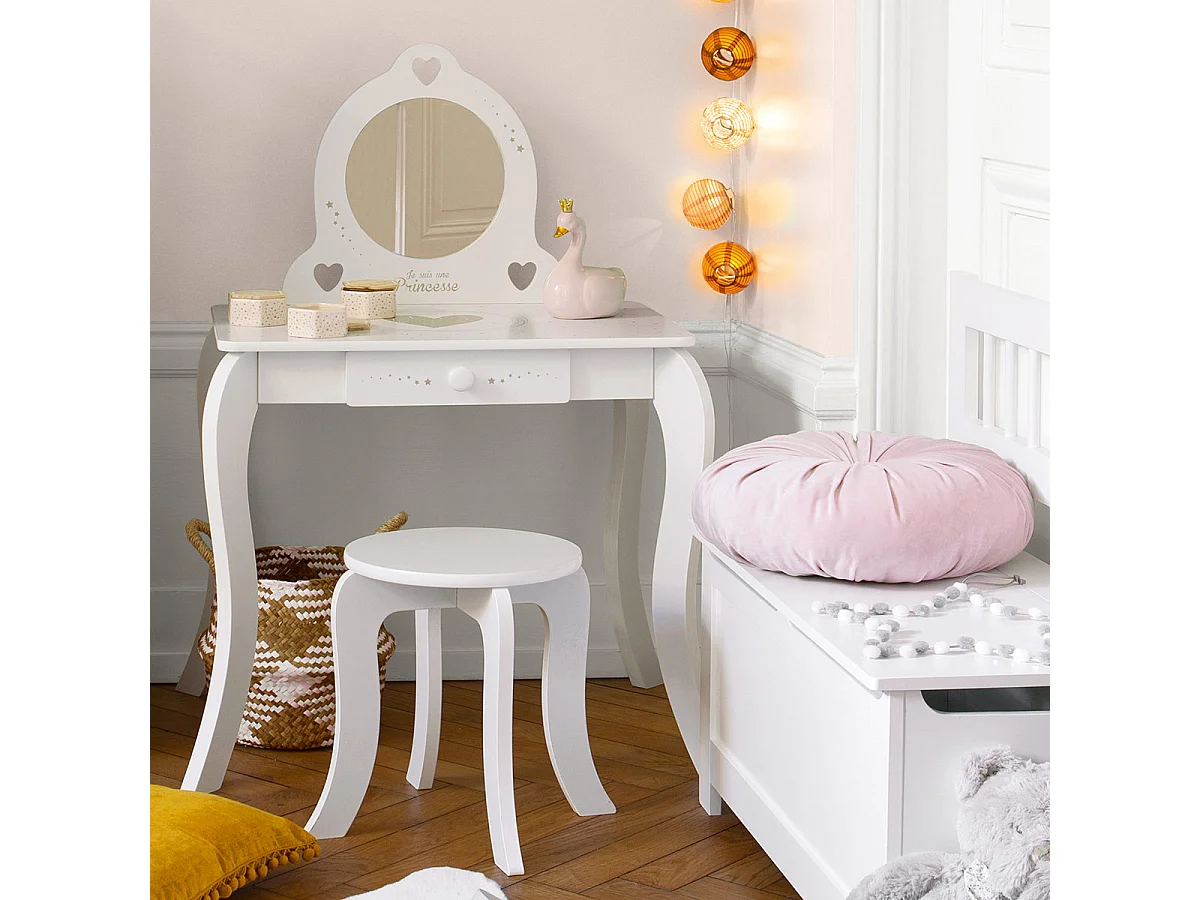 Schminktisch und Hocker weiß 91x71,5x50,5cm