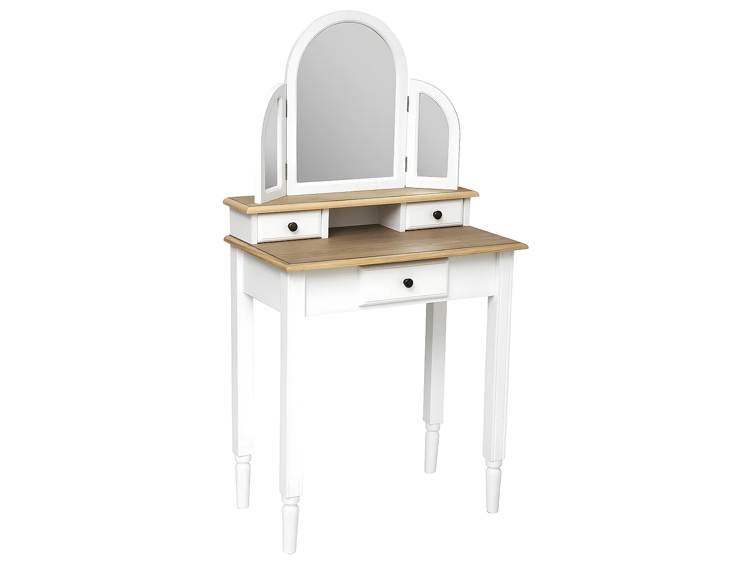 Tocador Dormitorio Solen 3 Espejos 3C Blanco y Roble 67 cm