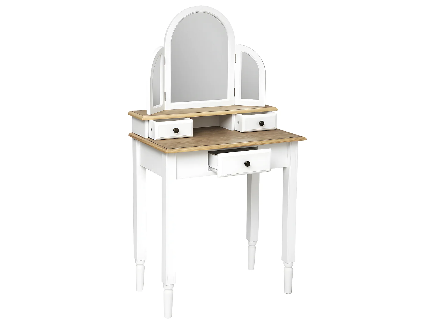 Tocador Dormitorio Solen 3 Espejos 3C Blanco y Roble 67 cm