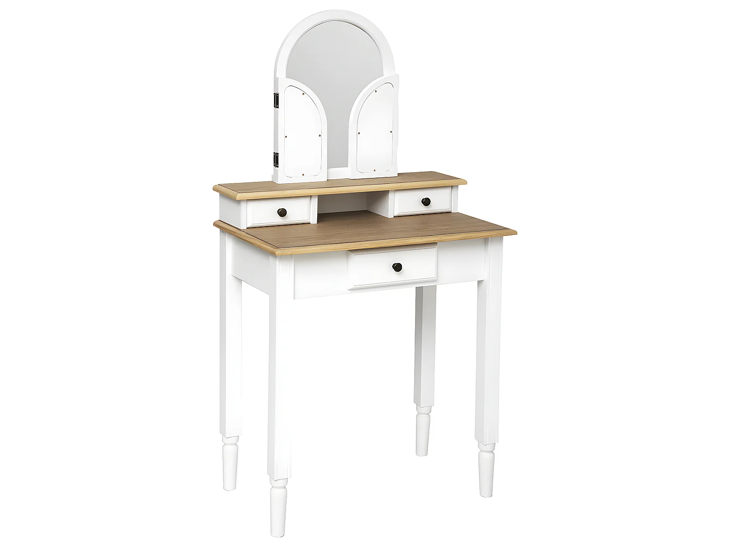 Tocador Dormitorio Solen 3 Espejos 3C Blanco y Roble 67 cm