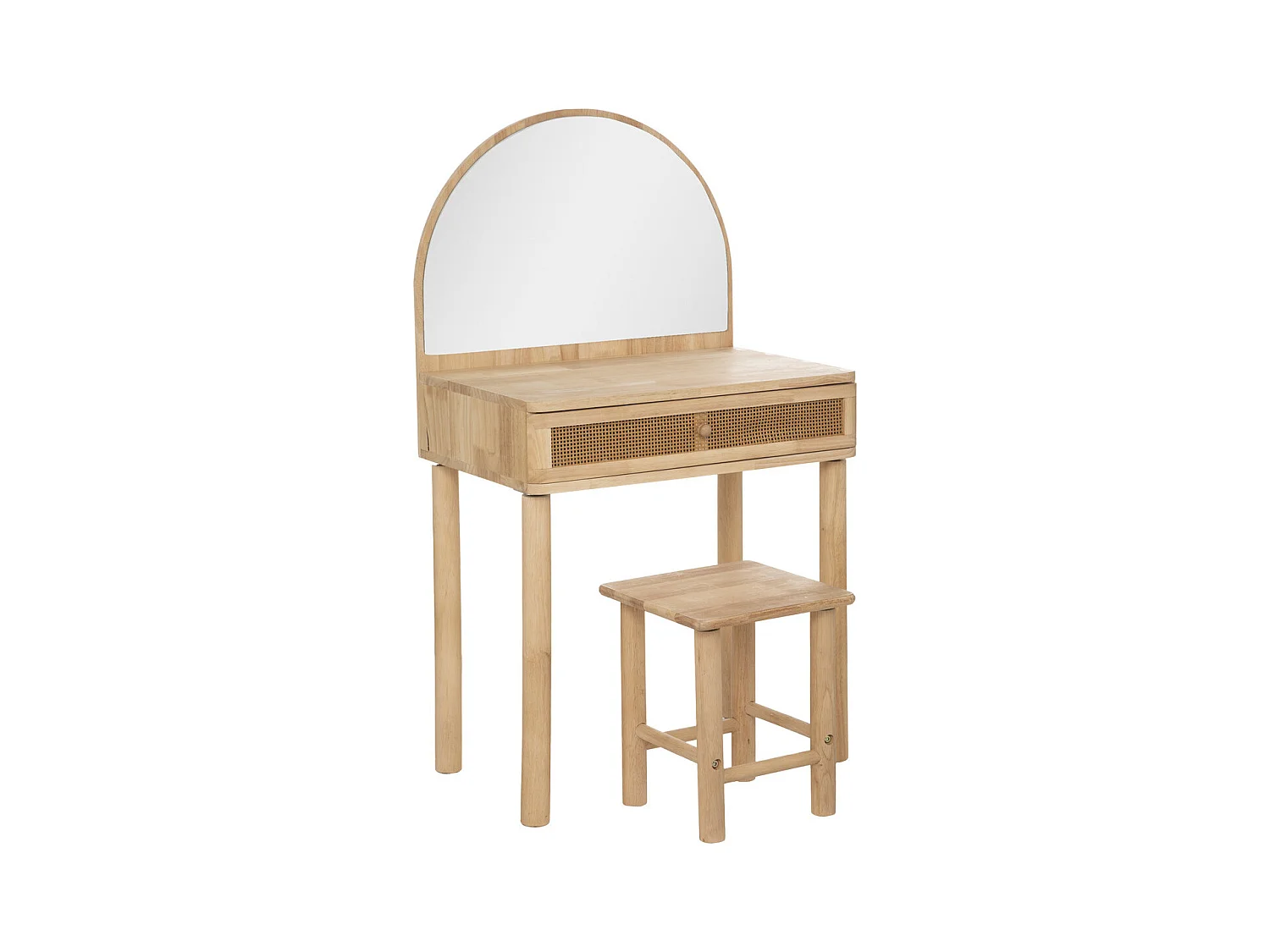 Coiffeuse et Tabouret en bois avec Miroir pour chambre d'enfant
