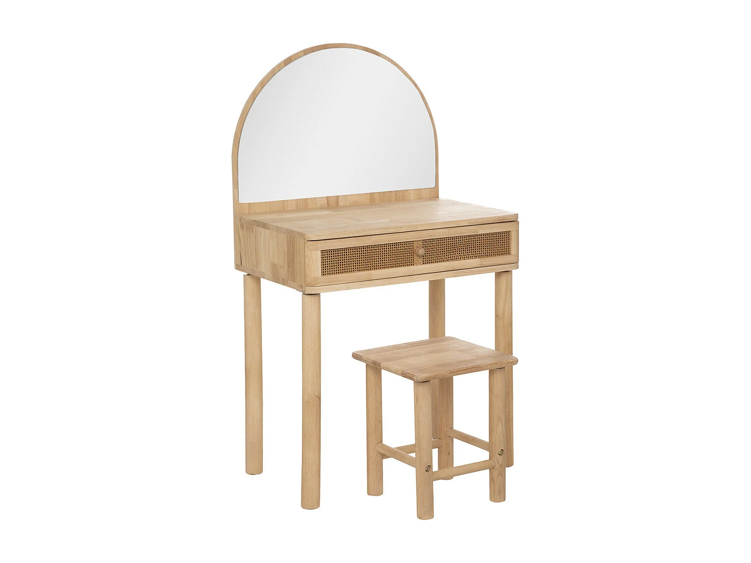 Coiffeuse et Tabouret en bois avec Miroir pour chambre d'enfant
