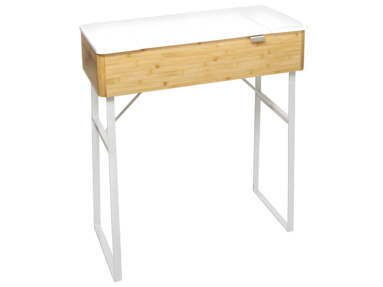 Meuble Coiffeuse 3 ouvertures indépendantes avec Miroir intégré en Bambou et Métal