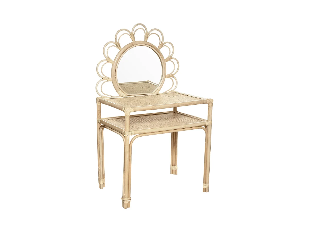 Coiffeuse en Rotin avec Miroir pour chambre d'enfant