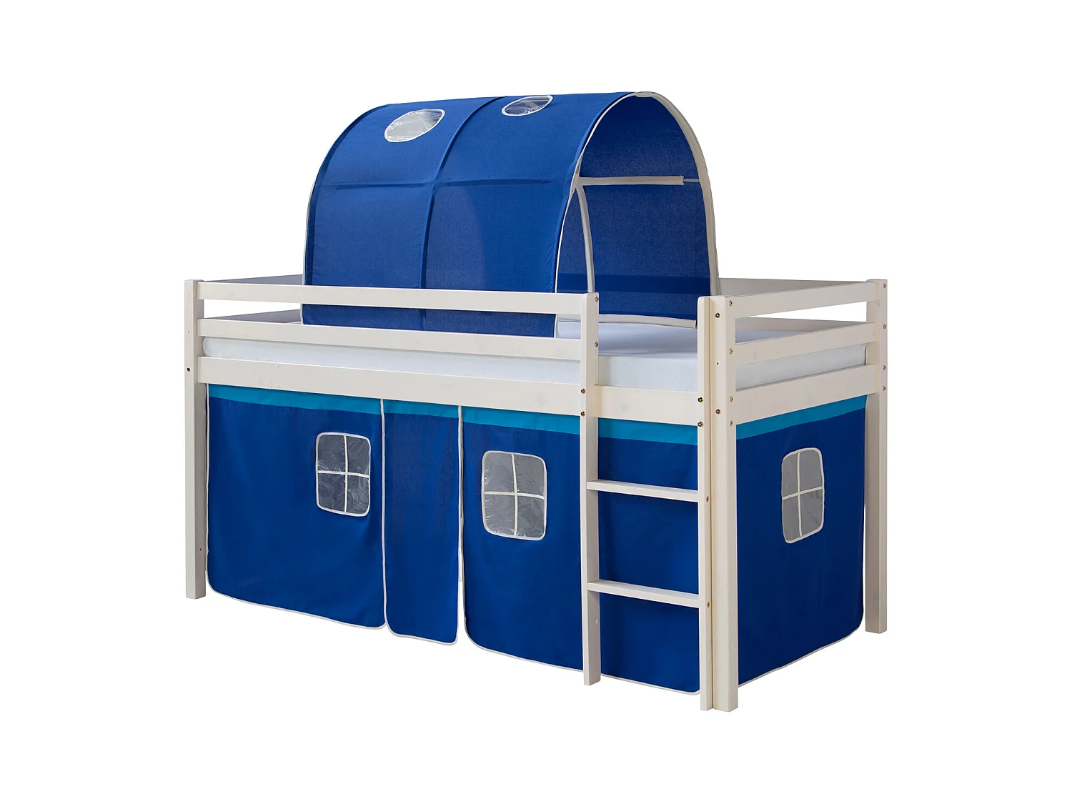 Hochbett 207,5x110x96,5 cm Weiß Blau