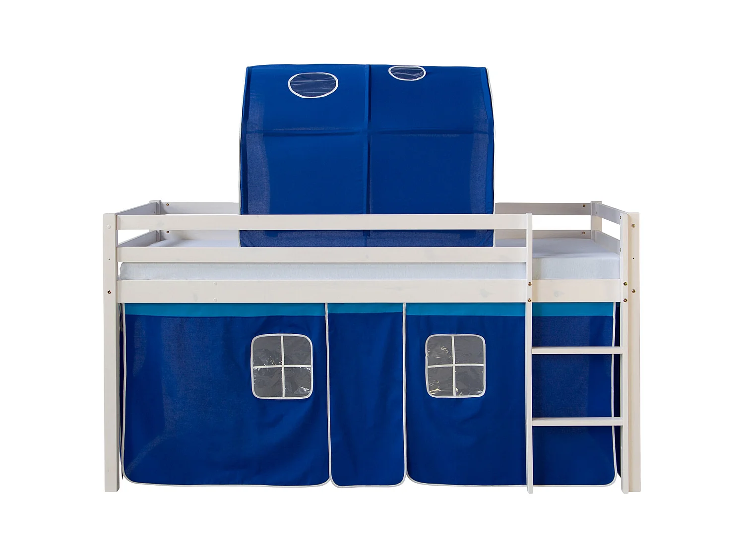 Hochbett 207,5x110x96,5 cm Weiß Blau