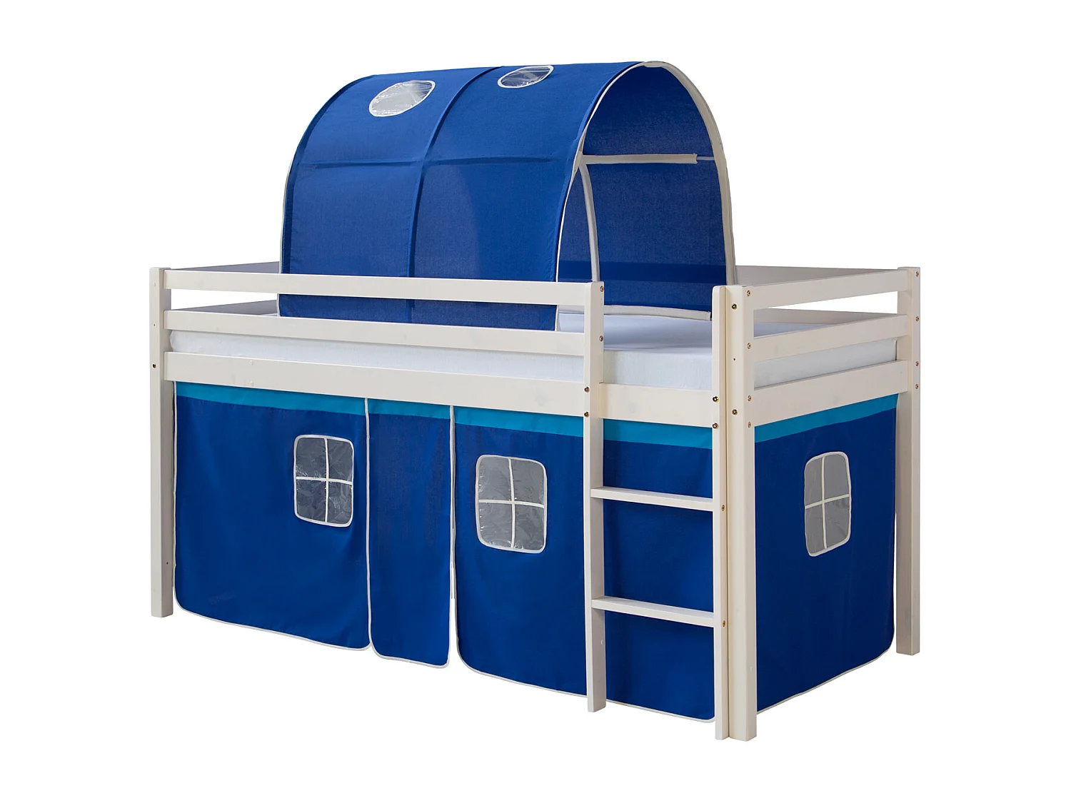 Letto a soppalco 207,5x110x96,5 cm Bianco Blu