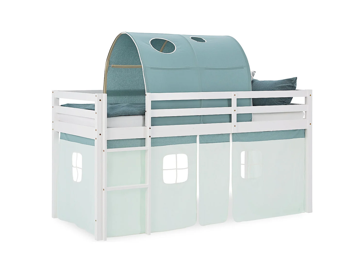 Hochbett 207,5x110x99,5 cm Weiß Grün