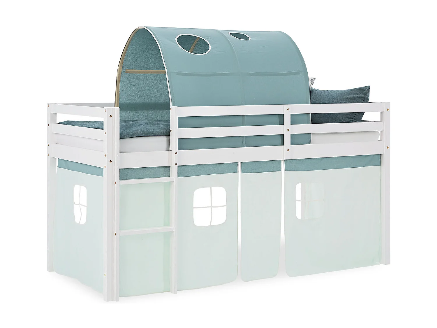 Hochbett 207,5x110x99,5 cm Weiß Grün