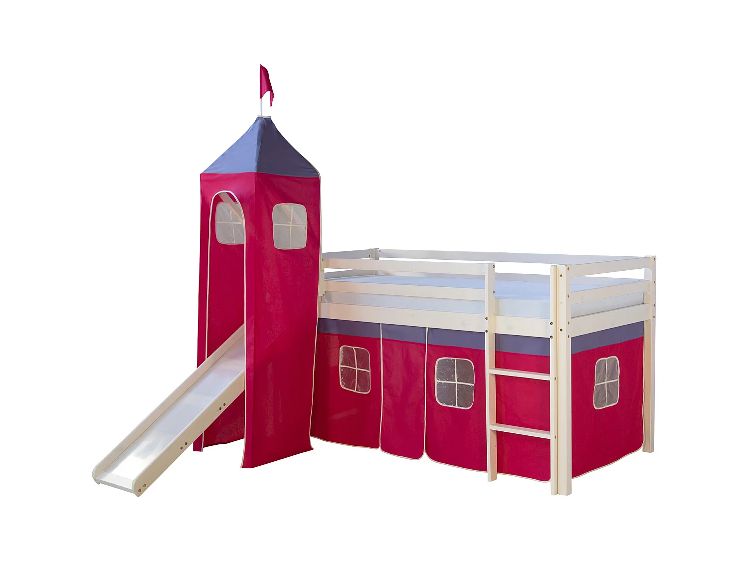 Hochbett 207,5x228x96,5 cm weiß rosa