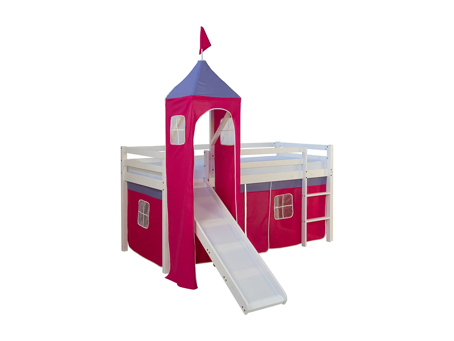 Lit mezzanine 207,5x228x96,5 cm blanc rose