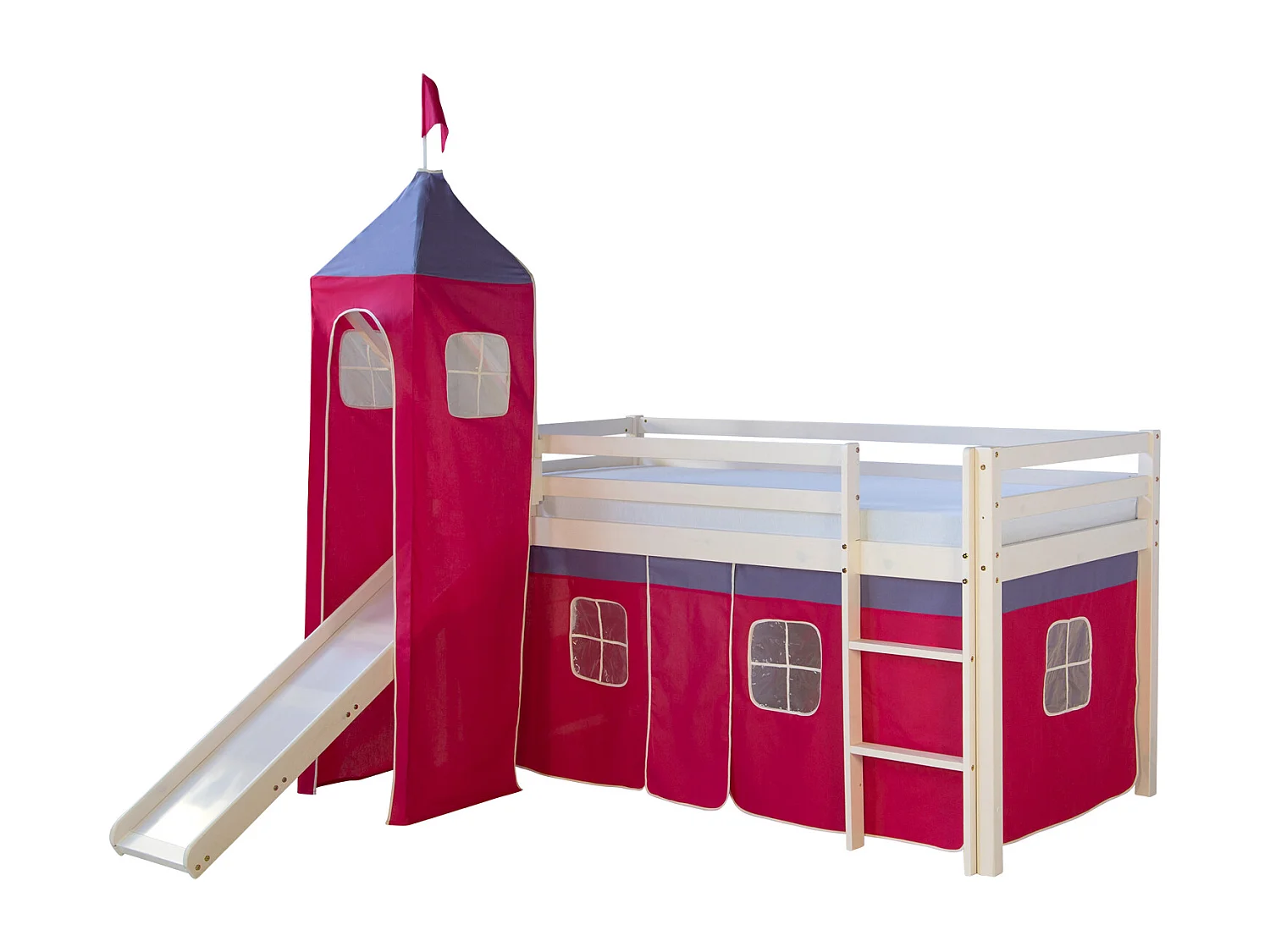 Lit mezzanine 207,5x228x96,5 cm blanc rose