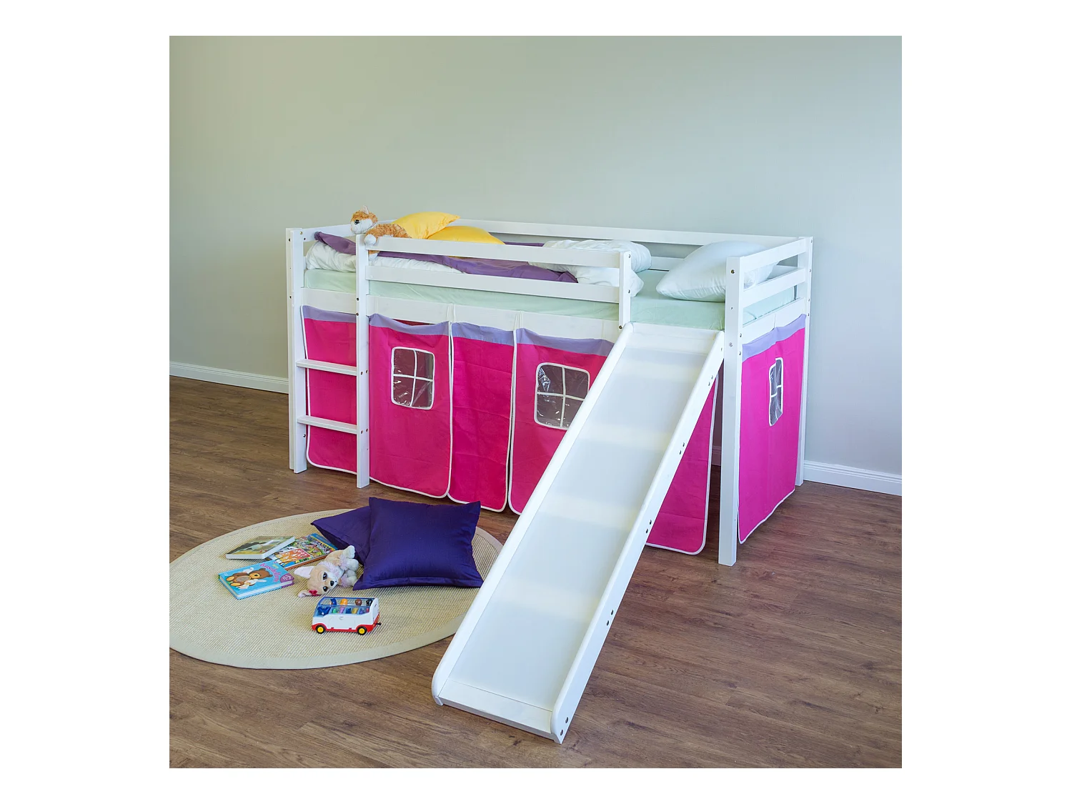 Hochbett 90x200 cm Rosa