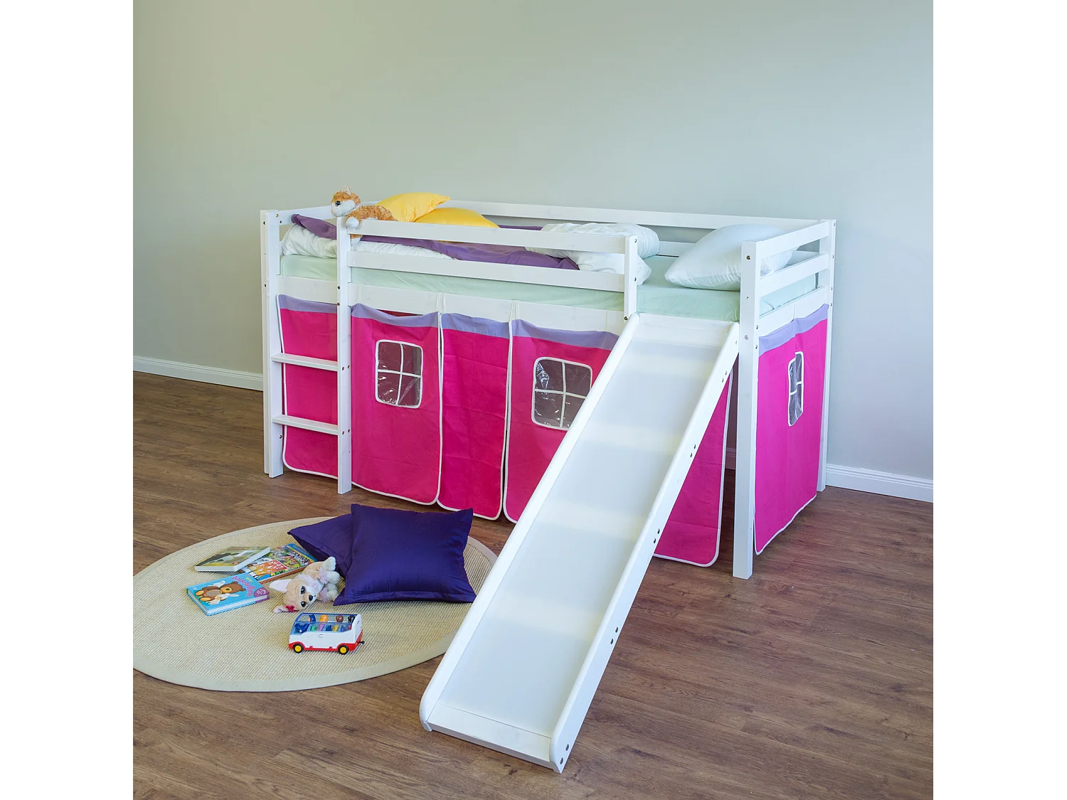 Hochbett 90x200 cm Rosa