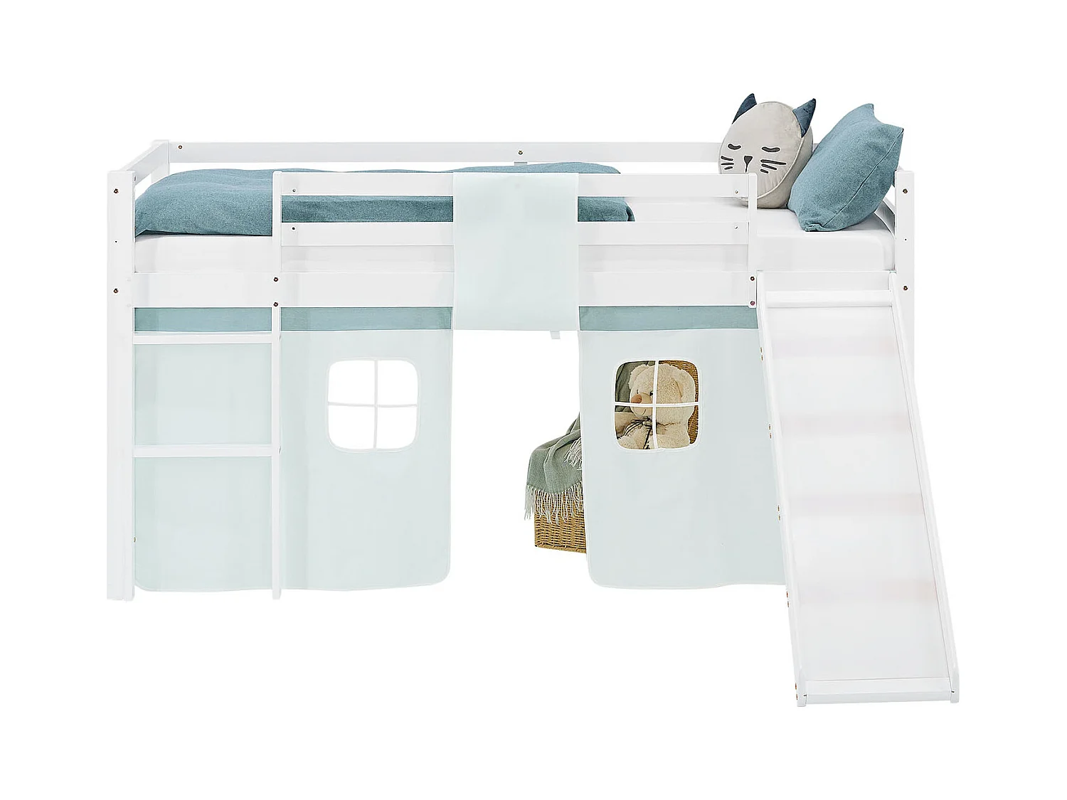 Hochbett für Kinder 90x200 cm Weiß