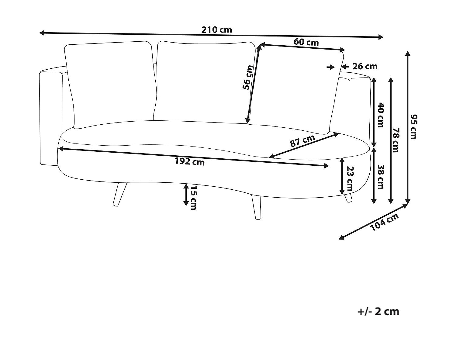 Canapé de jardin 3 places PARORI Côté droit Beige