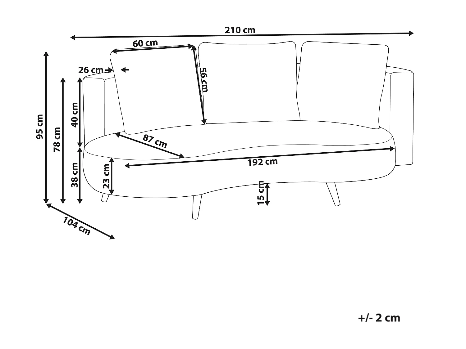Canapé de jardin 3 places PARORI Côté droite Beige