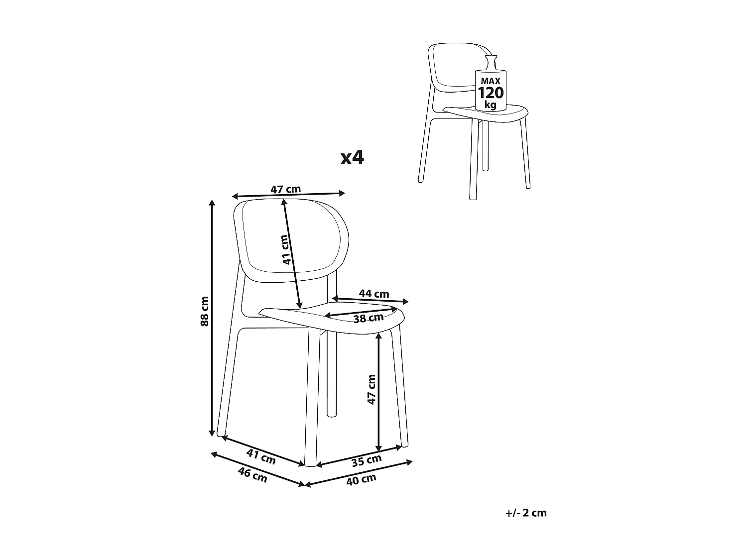 Lot de 4 chaises de jardin MUSANO Vert