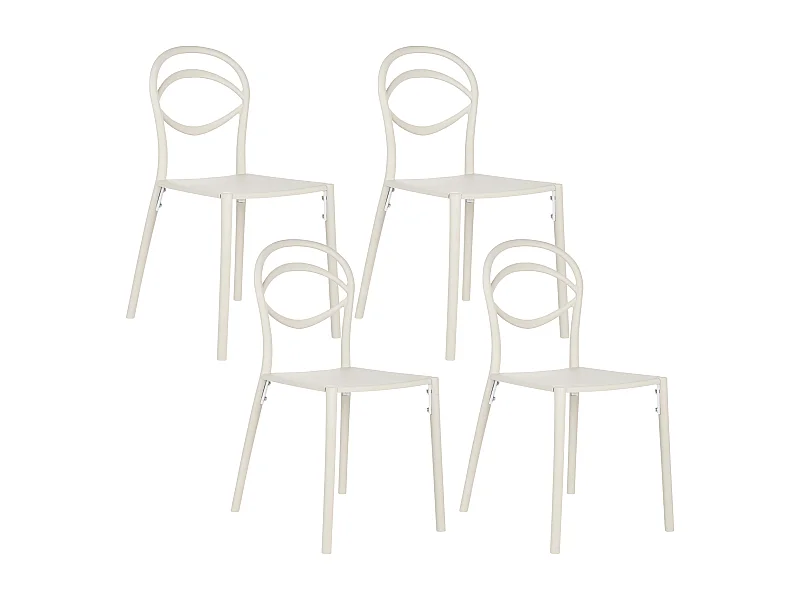 Lot de 4 chaises de jardin COVOLO Blanc cassé