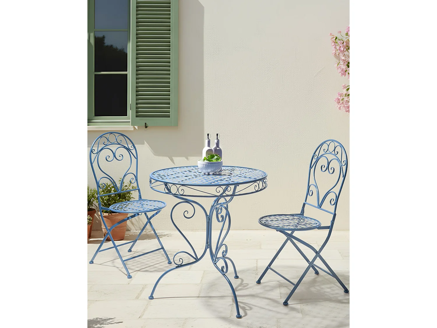Lot de 2 chaises de jardin ALBINIA Métal Bleu