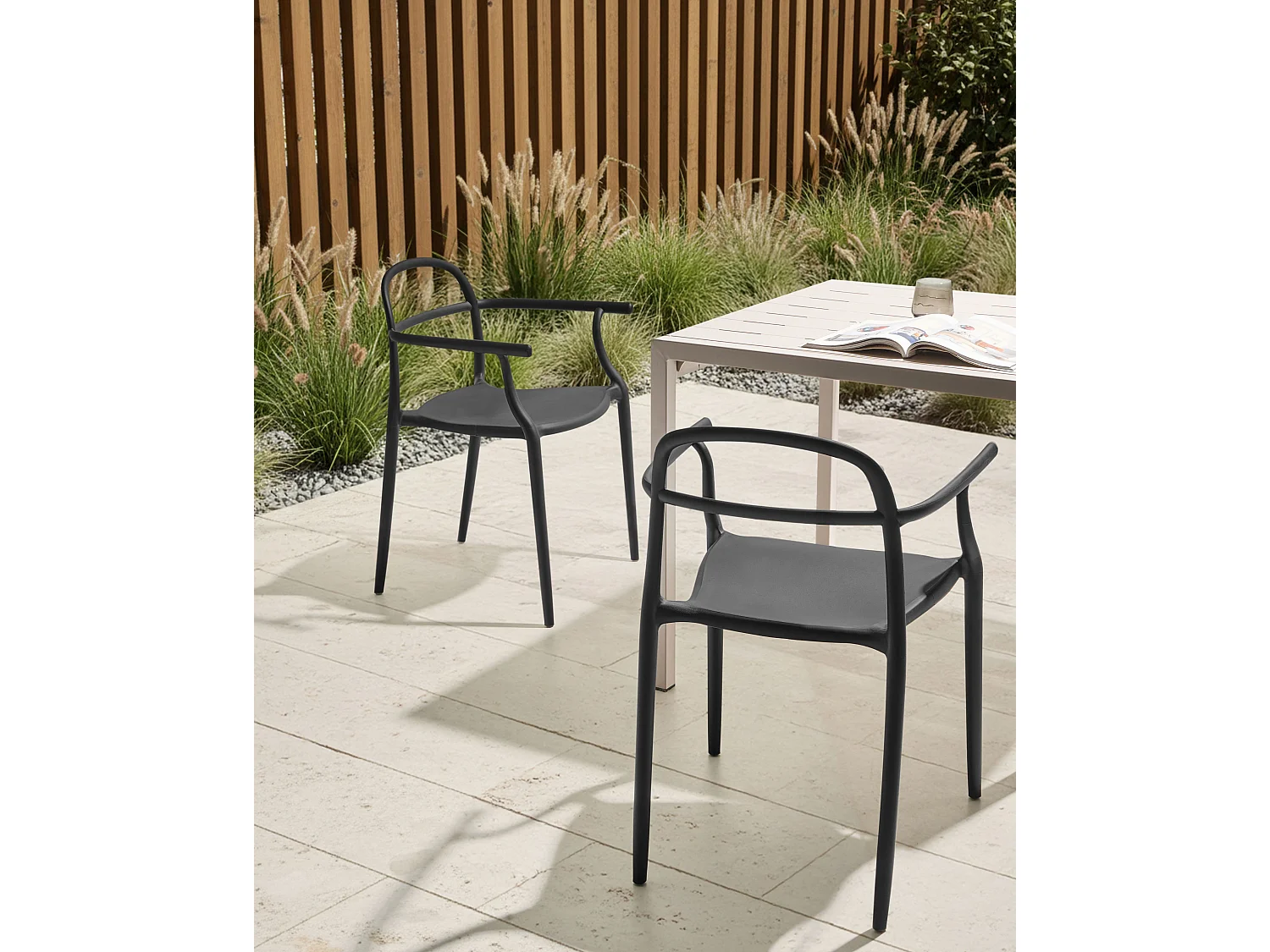 Set of 2 Garden Chairs VIDOR Black