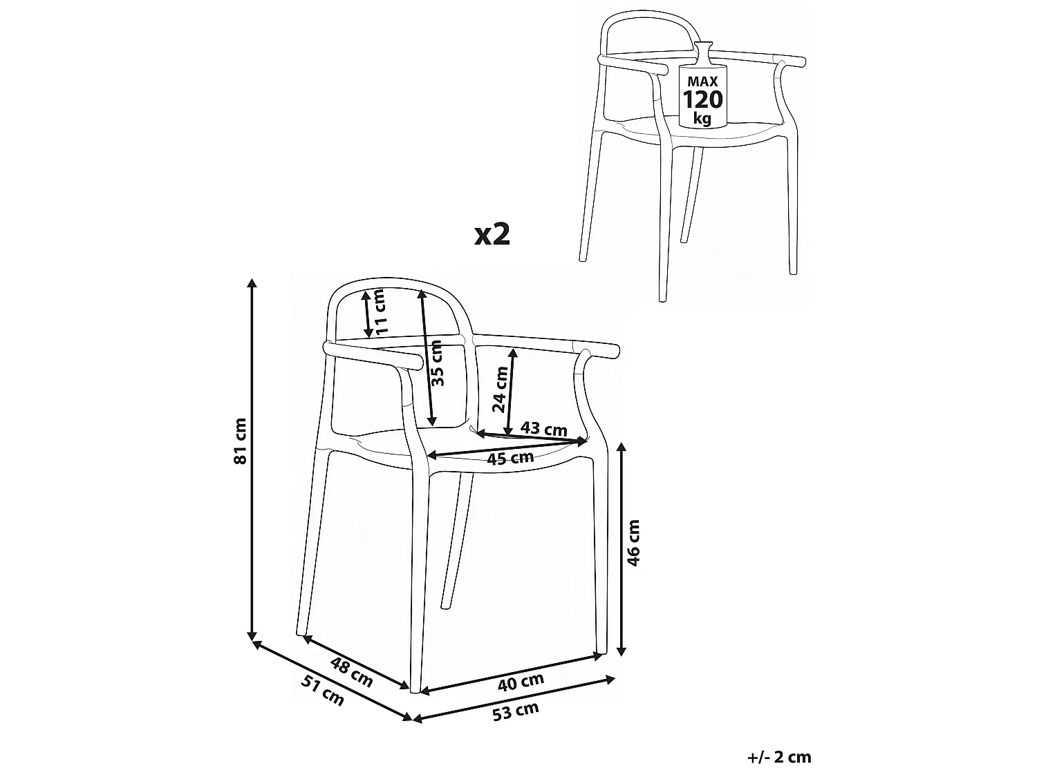 Set of 2 Garden Chairs VIDOR Black