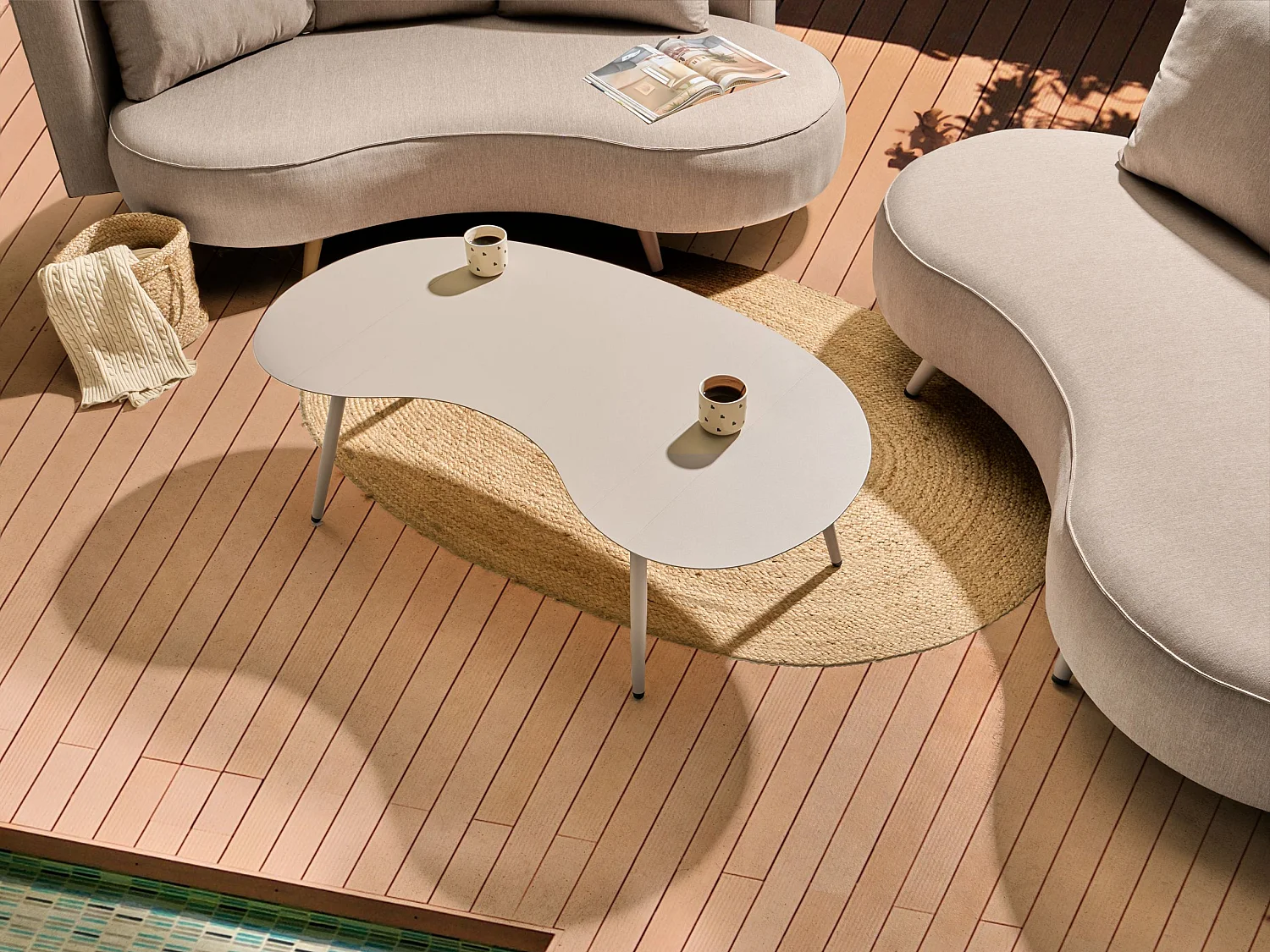 Table basse de jardin PARORI Métal Beige