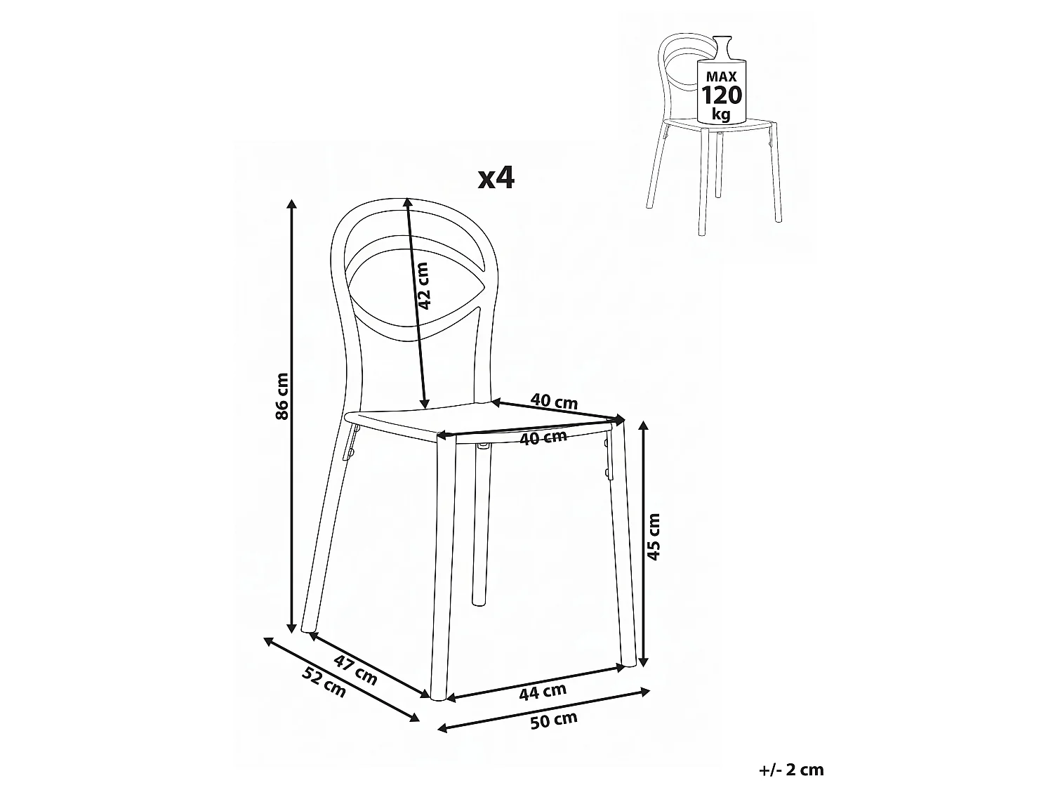 Lot de 4 chaises de jardin COVOLO Noir