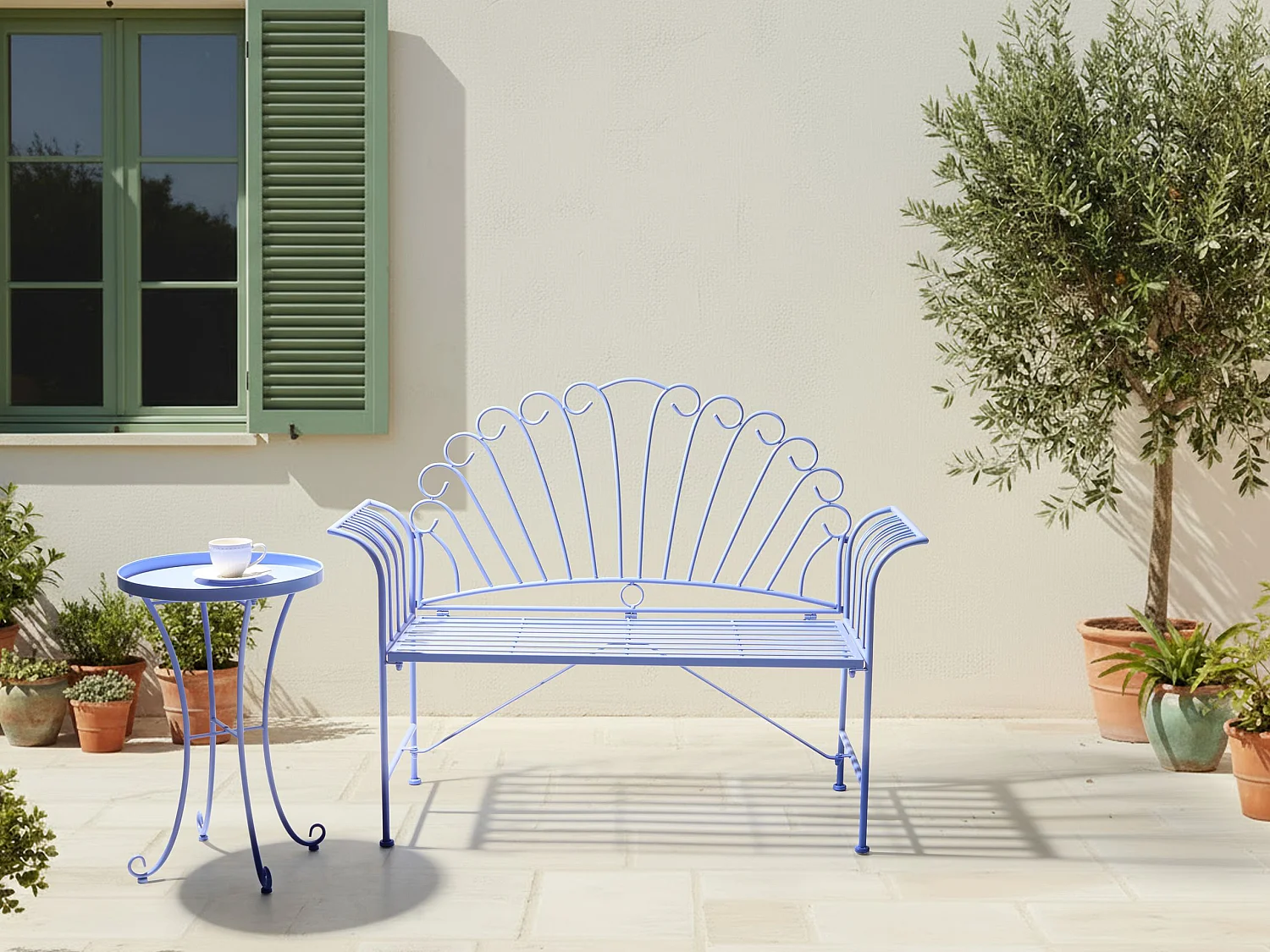 Banc de jardin CAVINIA 125 cm Métal Bleu clair
