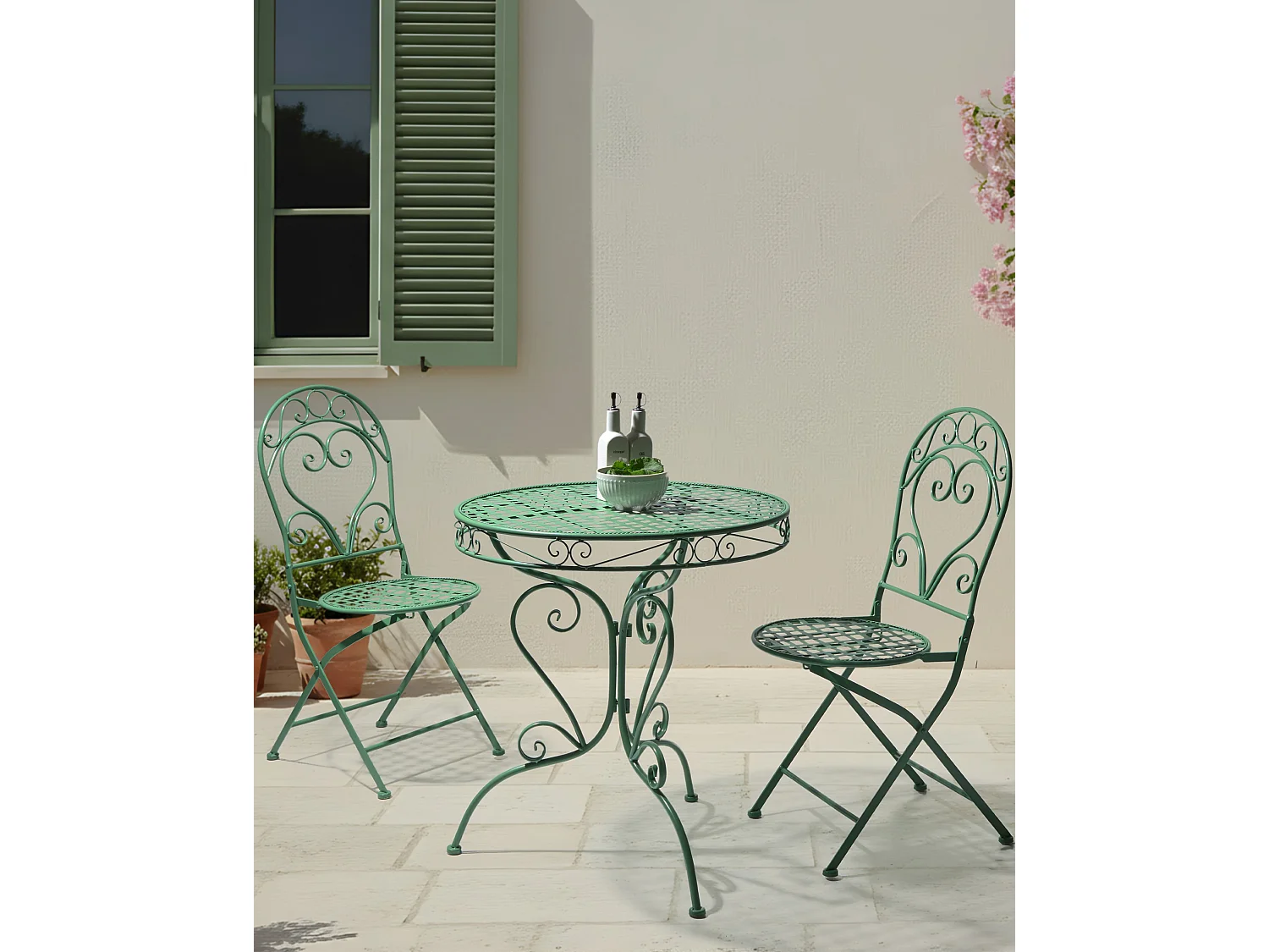 Lot de 2 chaises de jardin ALBINIA Métal Vert