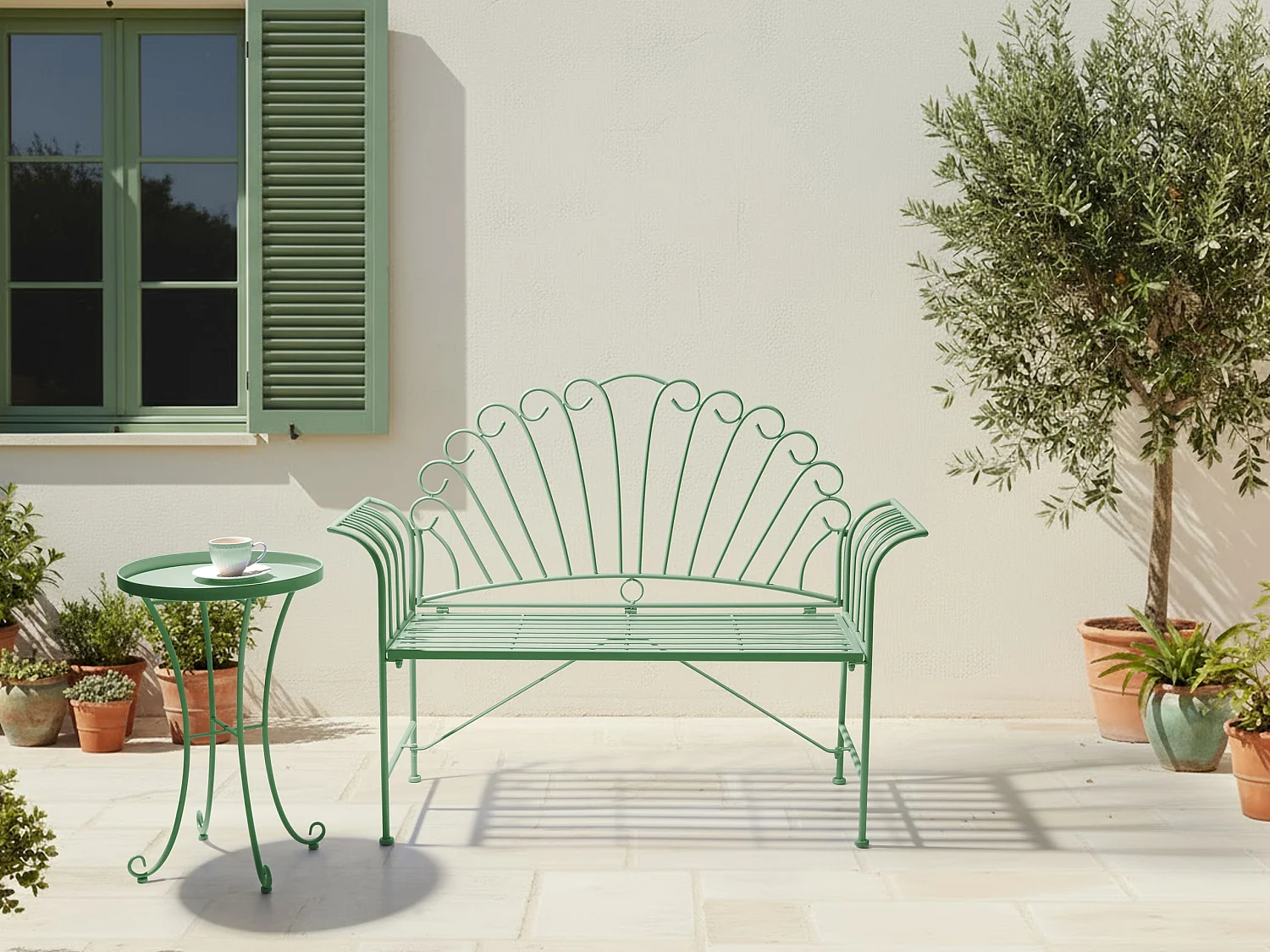 Banc de jardin CAVINIA 125 cm Métal Vert