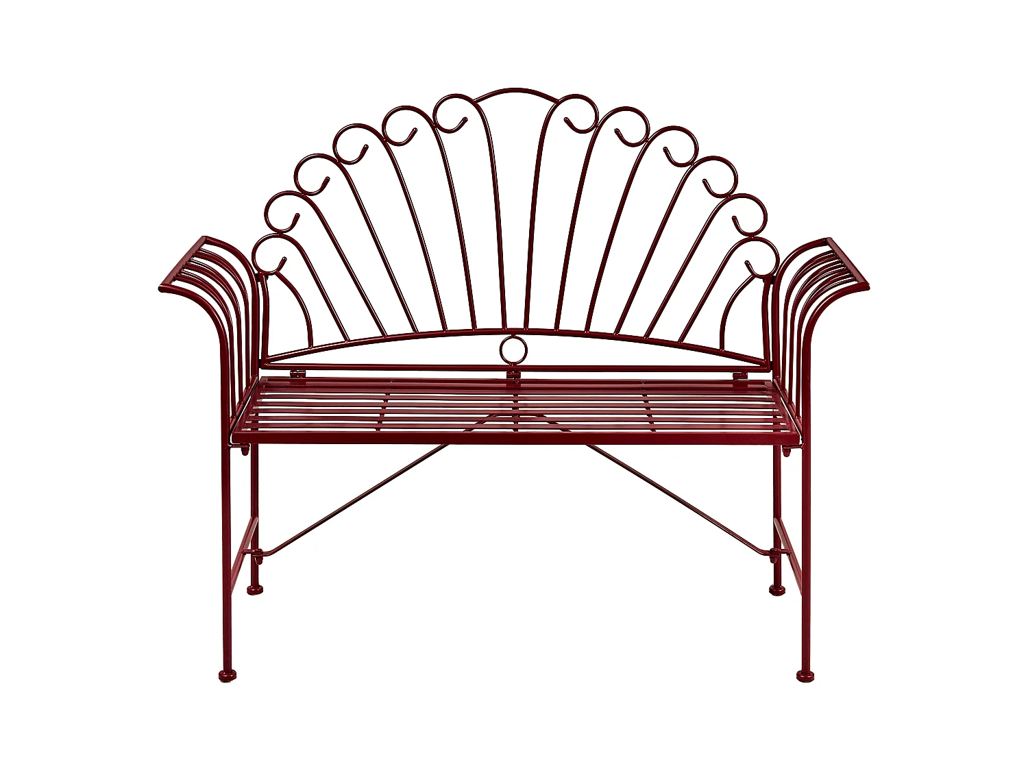 Banc de jardin CAVINIA 125 cm Métal Rouge Bordeaux