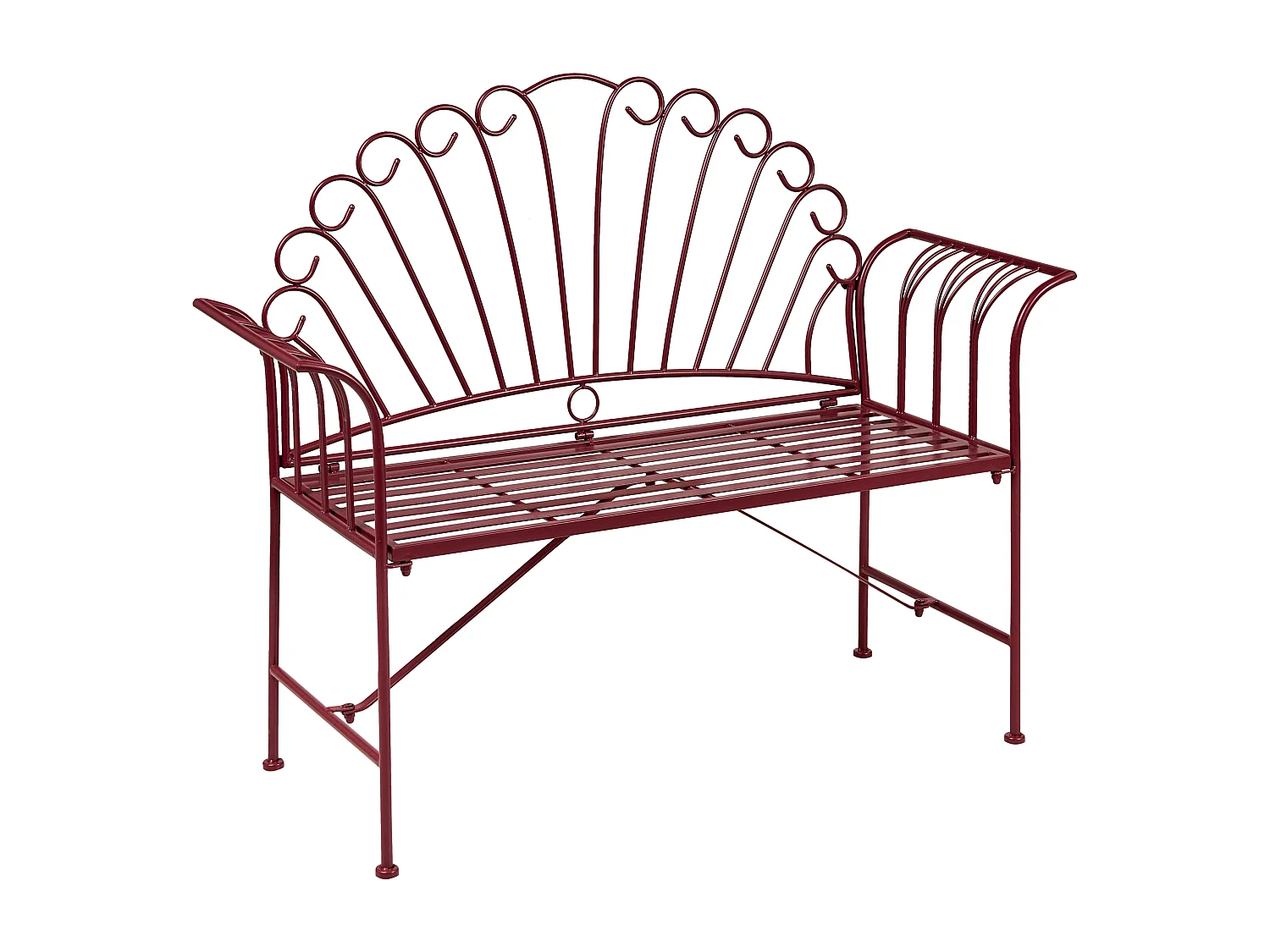Banc de jardin CAVINIA 125 cm Métal Rouge Bordeaux