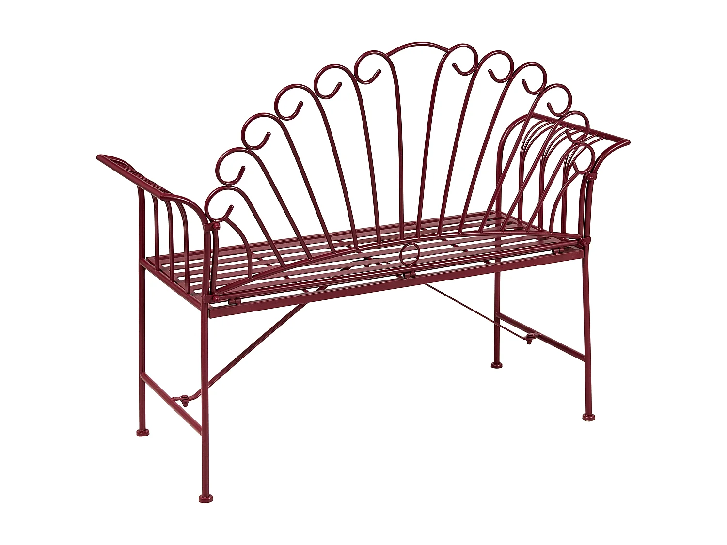 Banc de jardin CAVINIA 125 cm Métal Rouge Bordeaux
